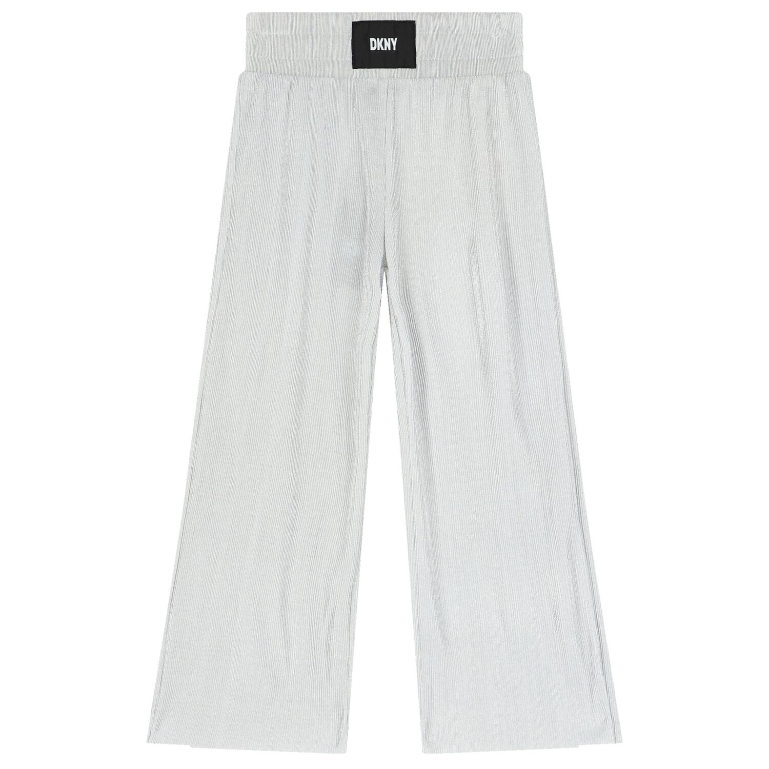 Girls Silver Plissé Logo Trousers, 1, hi-res