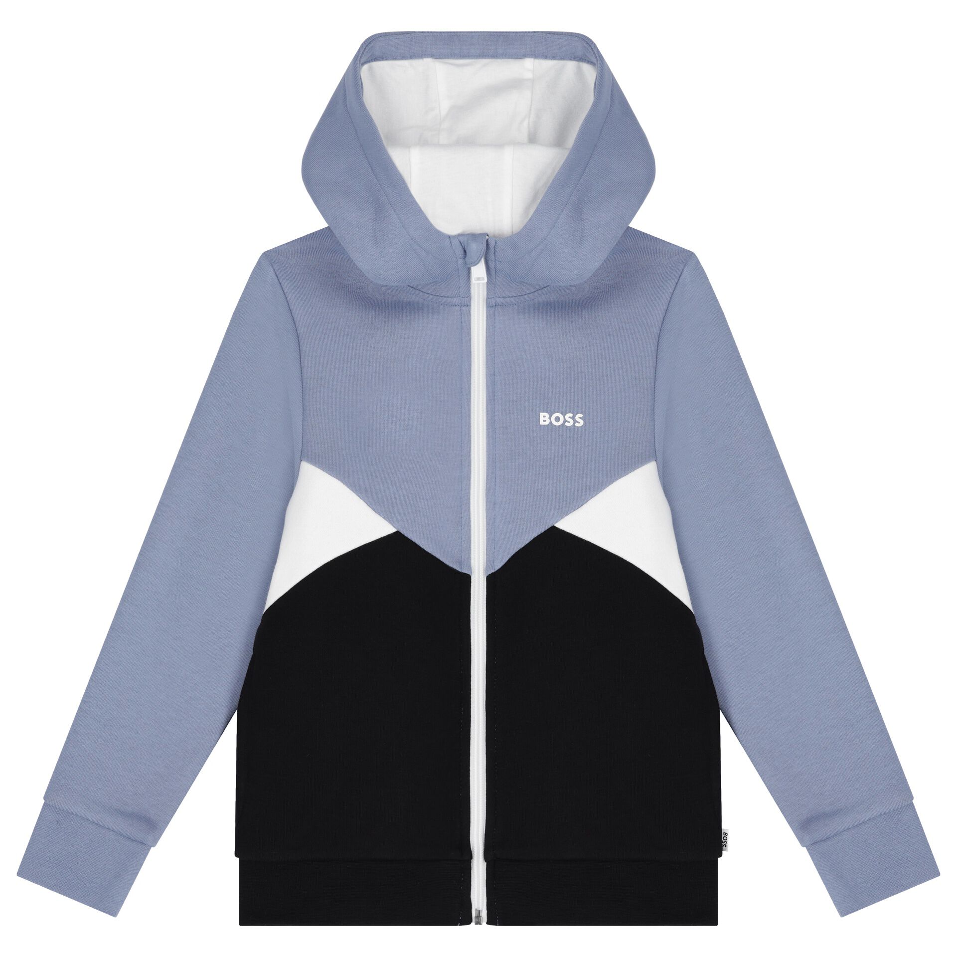 BOSS Boys Blue Black Logo Hooded Zip Up Top Junior Couture UAE
