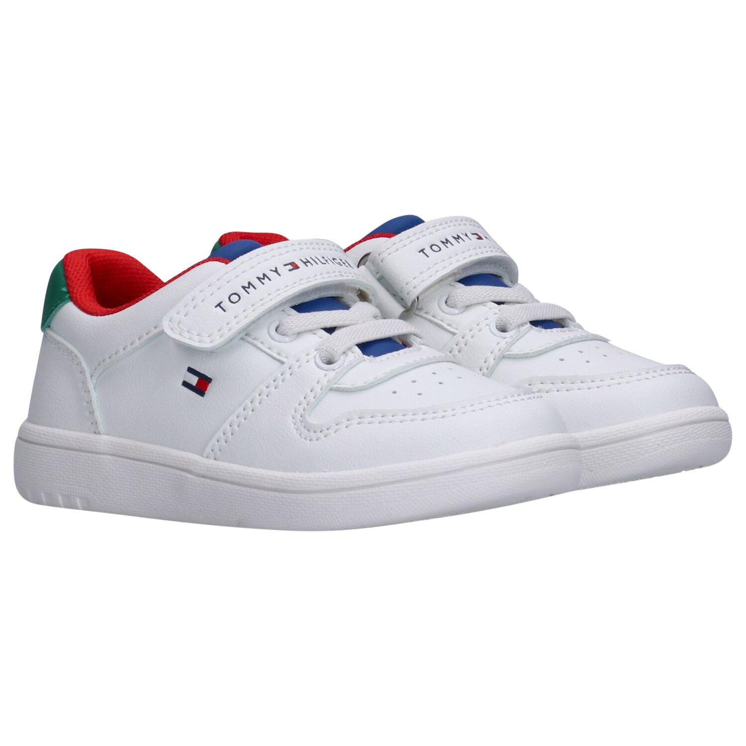 Boys White Logo Trainers, 1, hi-res