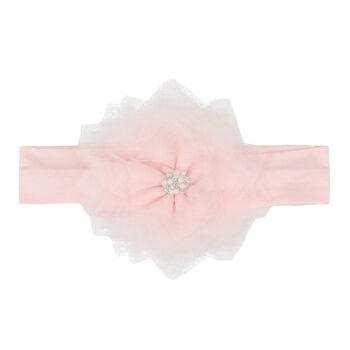 Girls Pink Tulle Flower Headband