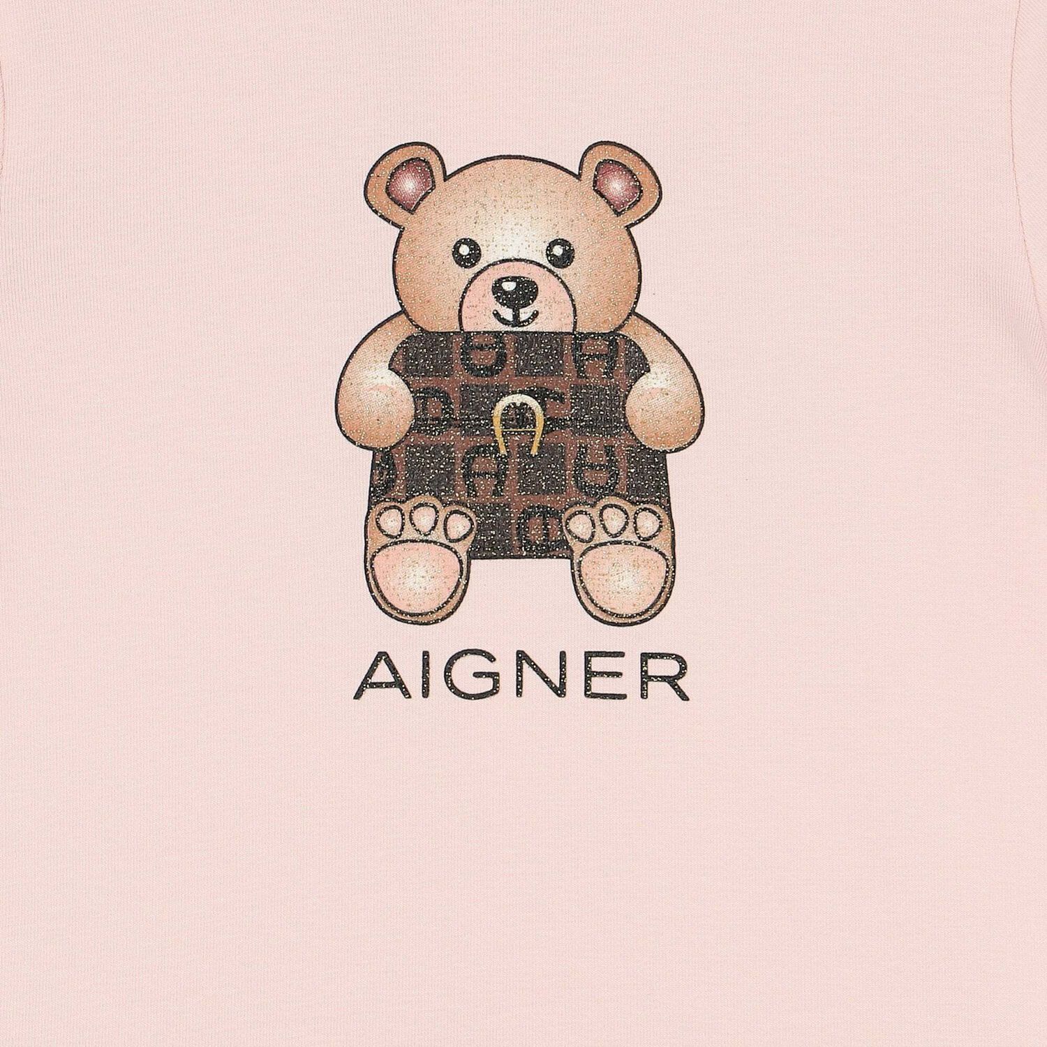 Younger Girls Pink Teddy Bear Dress, 1, hi-res