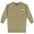 فستان سويت شيرت بالشعار باللون الاخضر, 2, hi-res