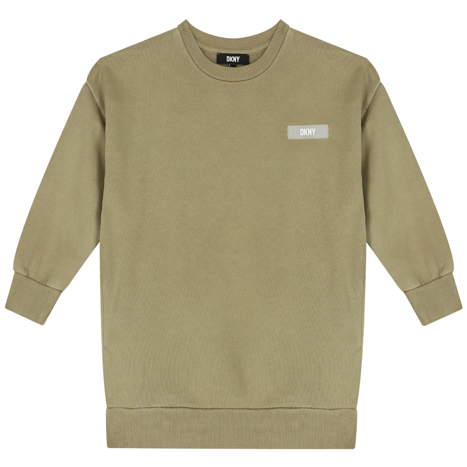 فستان سويت شيرت بالشعار باللون الاخضر, 2, hi-res