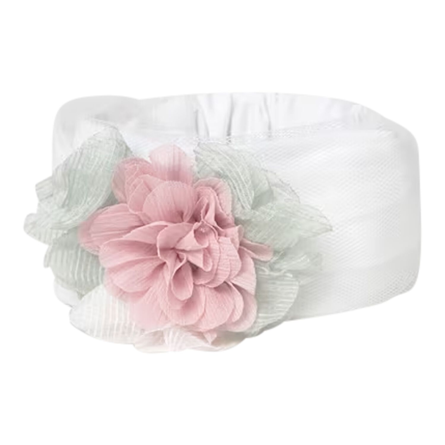 Baby Girls White & Pink Flower Headband , 1, hi-res