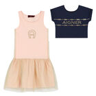 Girls Navy & Pink 2 In 1 Dress Set, 1, hi-res