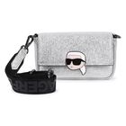 Girls Metallic Silver Ikonik Karl Logo Handbag, 1, hi-res