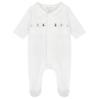 Baby Boys White Logo Babygrow, 1, hi-res