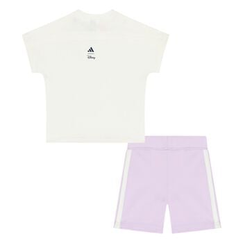 Younger Girls Ivory & Purple Disney Shorts Set