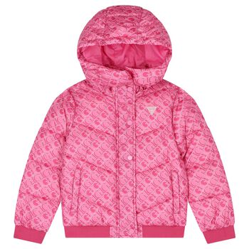 Girls Pink Logo Padded Puffer Jacket