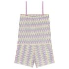 Girls Lilac & Ivory Zig-Zag Crochet Playsuit, 1, hi-res