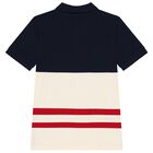 Boys Navy Blue, Beige & Red Polo Shirt, 1, hi-res