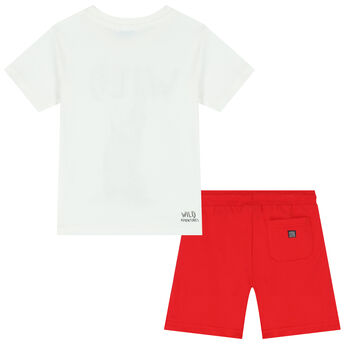 Boys Ivory & Red Crocodile Shorts Set