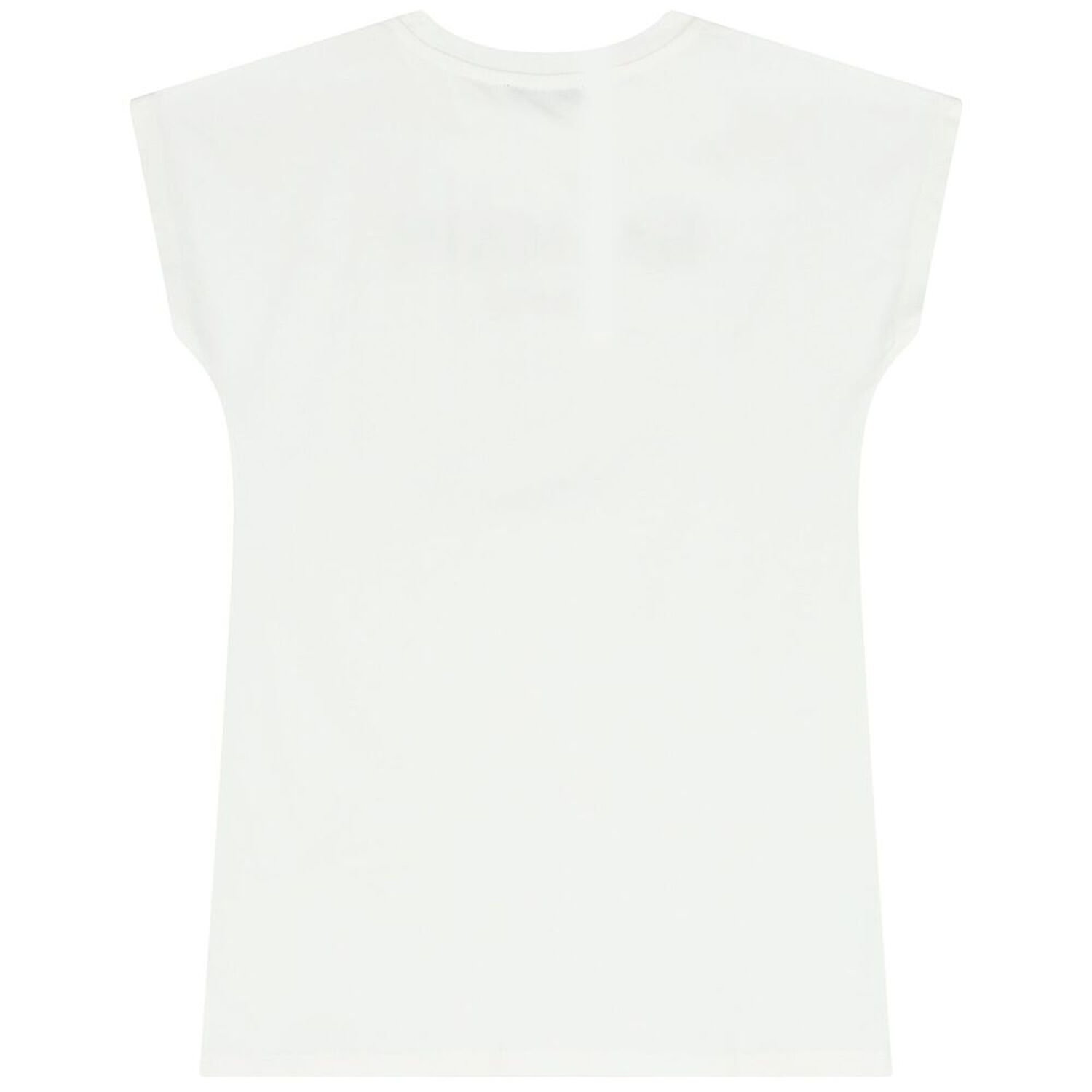 Girls White & Gold Logo Dress, 1, hi-res