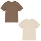 Boys Beige Logo T-Shirts ( 2-Pack ), 3, hi-res