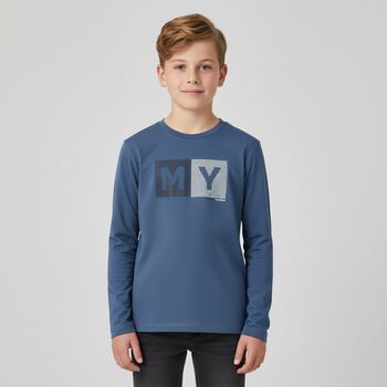 Boys Blue Logo Long Sleeve Top