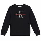 Girls Black Logo Sweatshirt, 1, hi-res