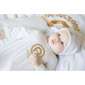 Baby Boys Blue & Gold Logo Babygrow