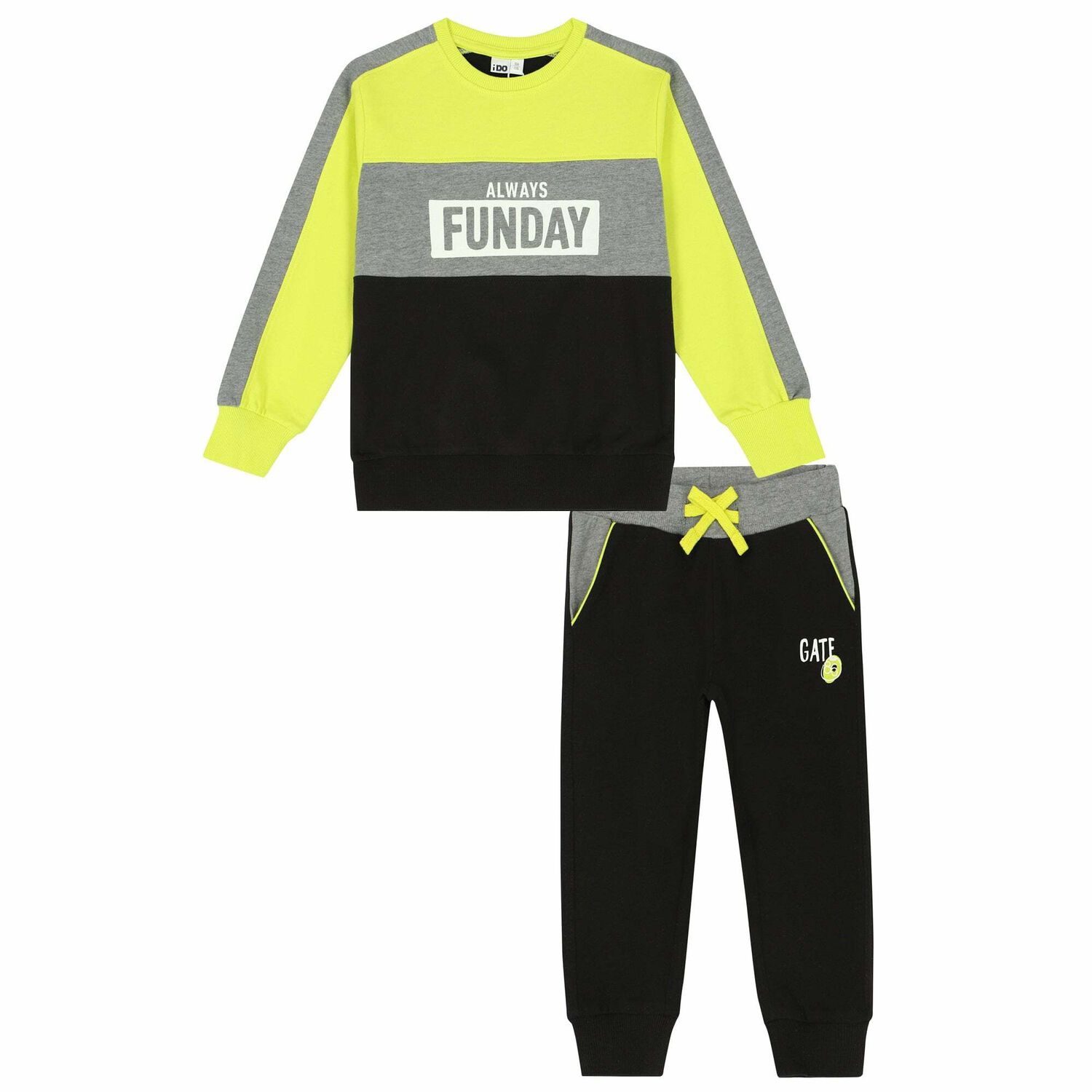 بدلة رياضية للأولاد باللونين الأسود والرمادي, 1, hi-res