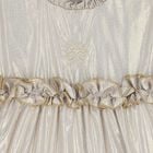 فستان بيج وشعار ذهبي مكشكش للفتيات الصغيرات, 1, hi-res