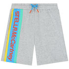 Boys Grey Logo Shorts, 1, hi-res