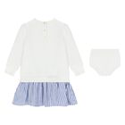 Baby Girls White Polo Bear Dress Set, 1, hi-res