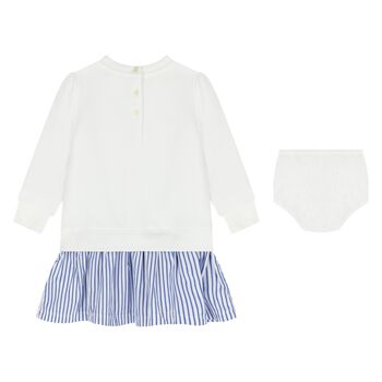Baby Girls White Polo Bear Dress Set