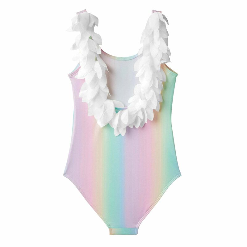 Girls Pink Rainbow Petal Swimsuit, 1, hi-res image number null