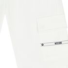 Boys White Logo Tape Shorts, 1, hi-res