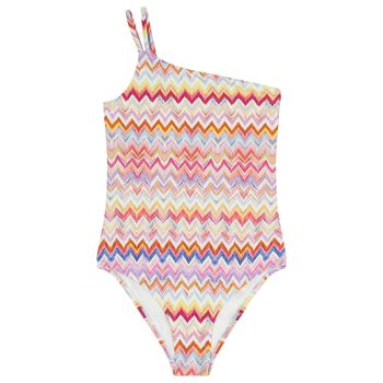 Girls Multi-Coloured Zig Zag Swimsuit