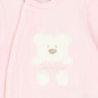 Baby Girls Pink Velour Babygrow, 3, hi-res