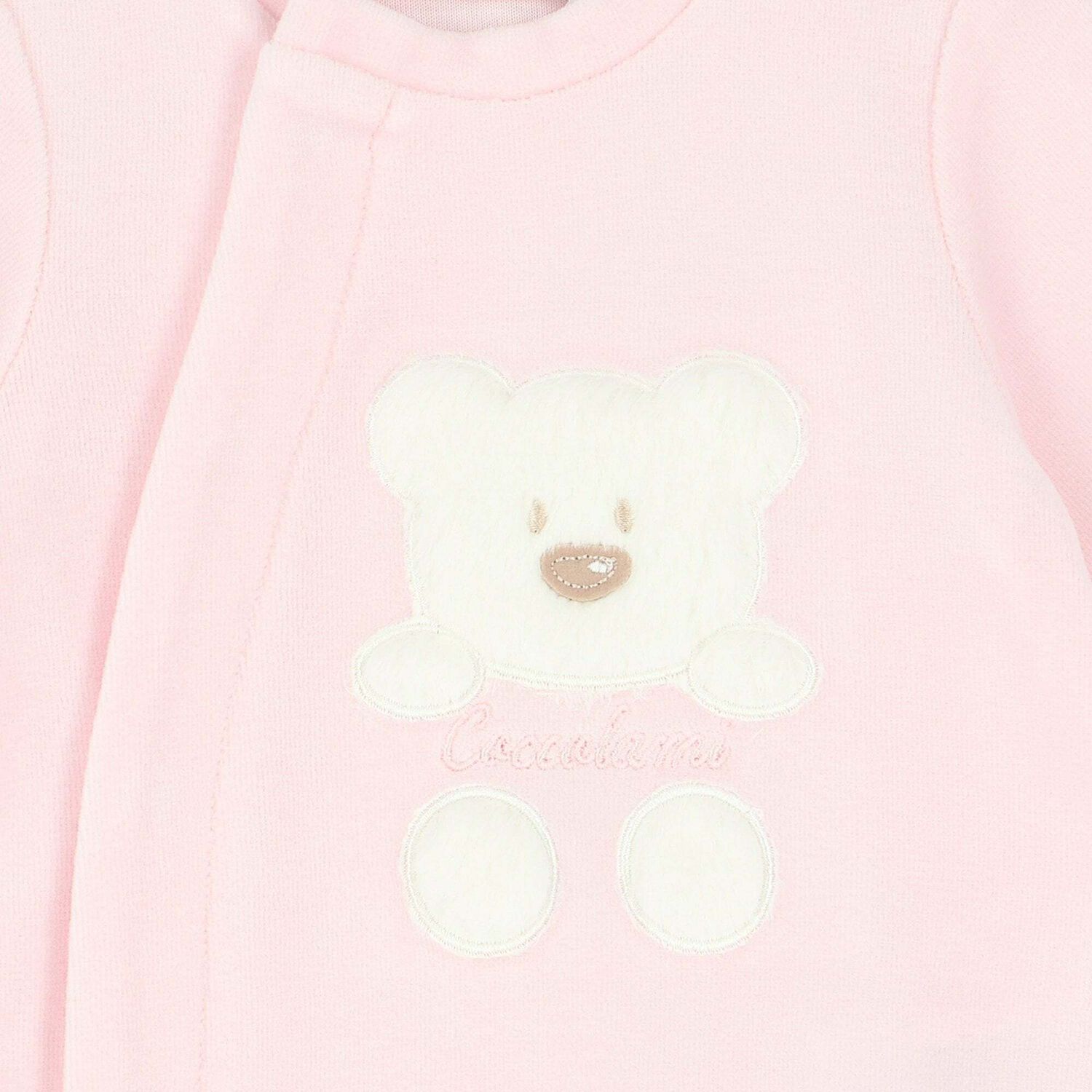 Baby Girls Pink Velour Babygrow, 3, hi-res