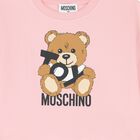 Girls Pink Teddy Bear Logo T-Shirt, 2, hi-res