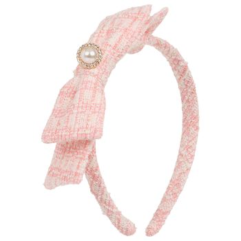 Patachou Girls Pink Tweed Bow Headband, 1 Girls Pink Tweed Bow Headband