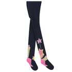 Girls Navy Blue Star Tights, 2, hi-res