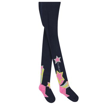 Girls Navy Blue Star Tights