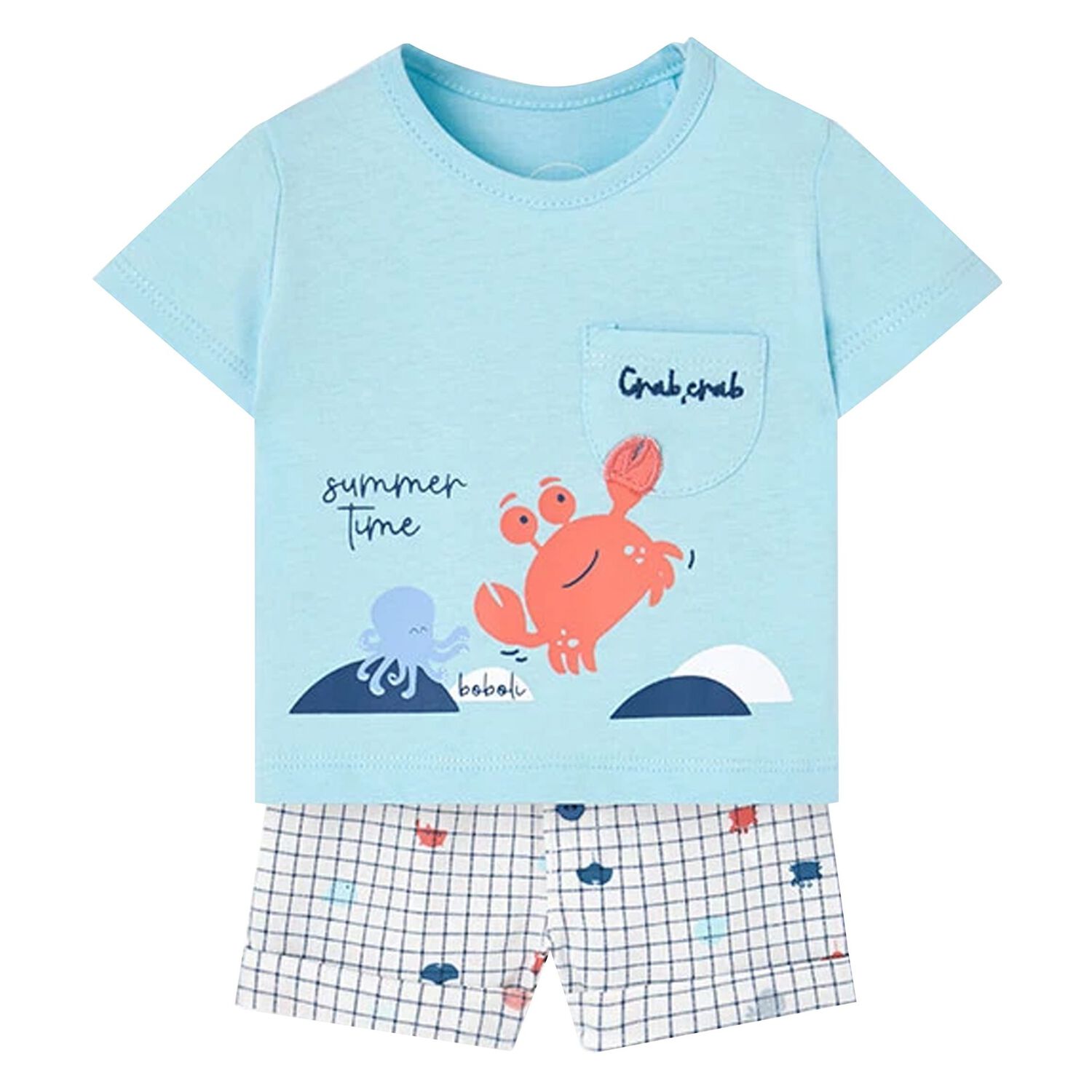 Younger Boys Blue & Ivory Shorts Set, 1, hi-res image number null