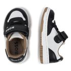 Boys White & Black Logo Trainers, 1, hi-res