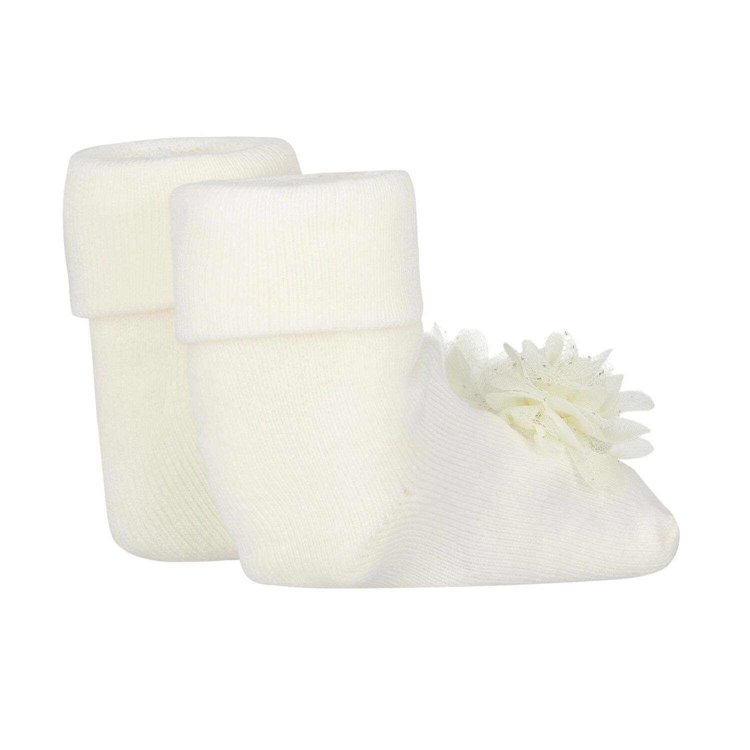 طقم  بنات ربطة رأس و جوارب باللون العاجي, 1, hi-res