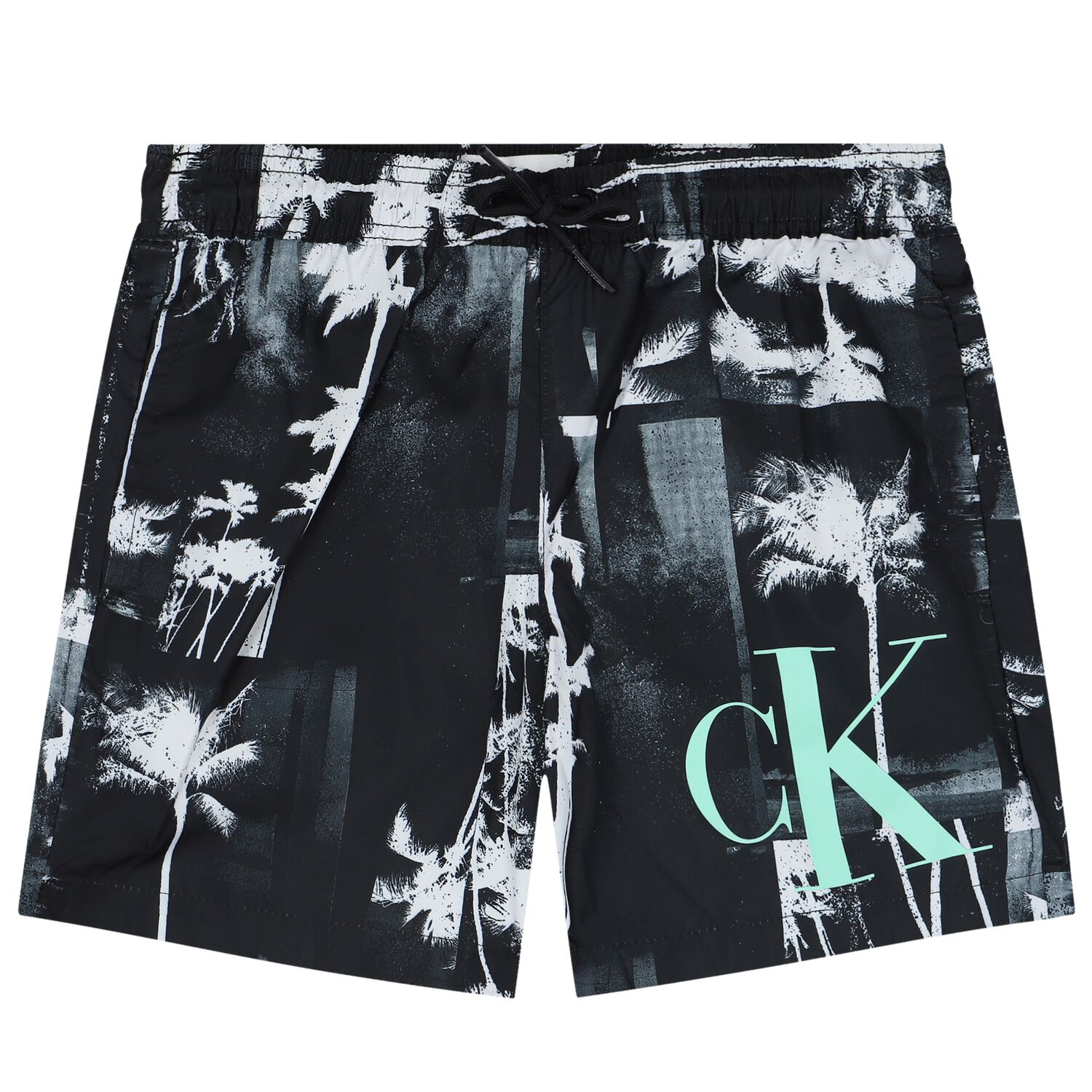 Boys Black & White Logo Swim Shorts, 1, hi-res