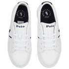 Boys White & Navy Blue Logo Trainers, 1, hi-res