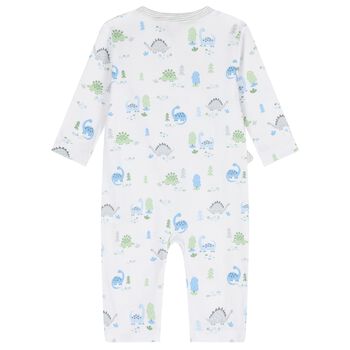 Baby Boys White & Blue Dinosaur Era Romper