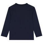 Boys Navy Blue & White Long Sleeve Top ( 2-Pack ), 1, hi-res