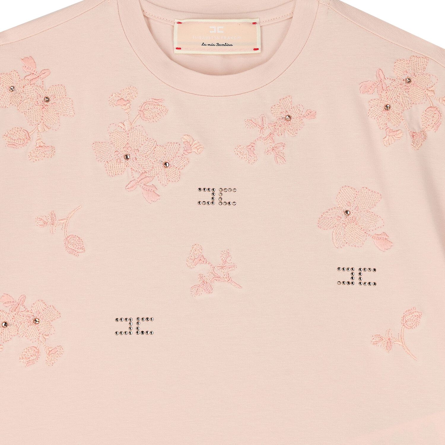 Girls Pink Embellished Logo T-Shirt, 2, hi-res