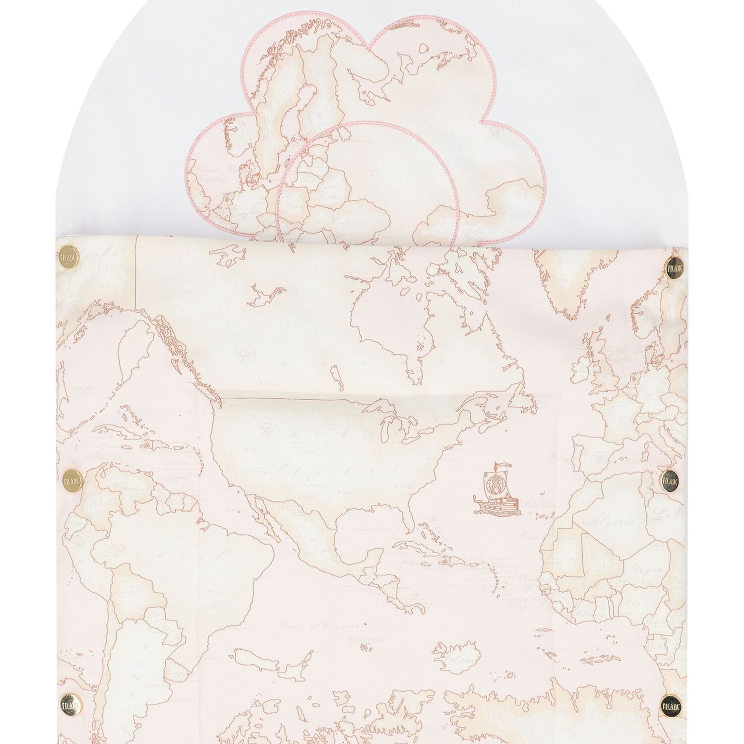 Baby Girls White & Pink Geo Map Baby Nest, 1, hi-res image number null