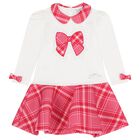 Girls Ivory & Red Bow Dress, 1, hi-res