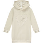 Girls Gold Logo Hooded Dress, 1, hi-res