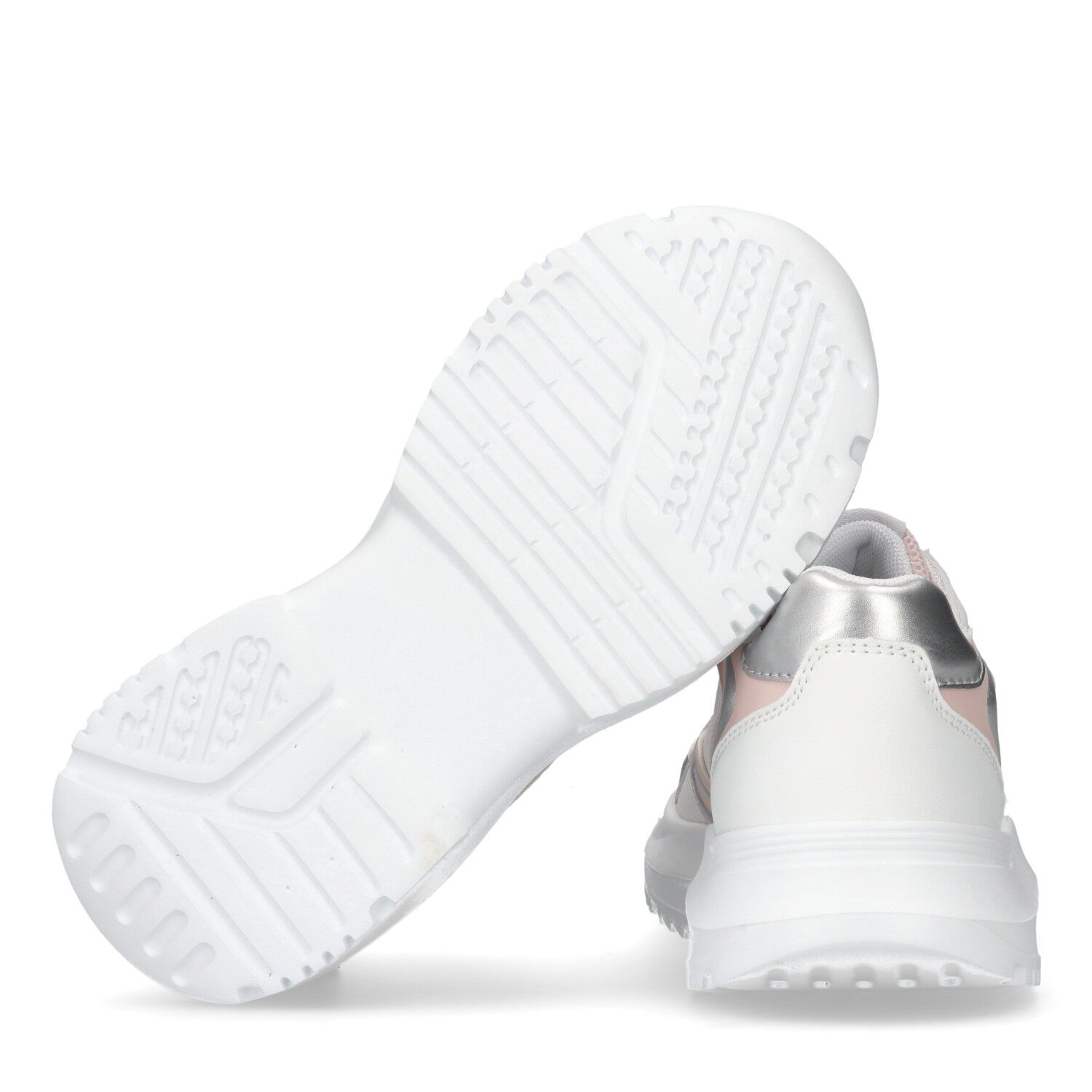 حذاء بنات رياضي بالشعار باللون الأبيض والوردي, 1, hi-res