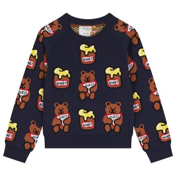Boys Navy Blue Teddy Bear Sweatshirt