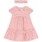 طقم فستان بنات باللون الزهري والأبيض, 1, hi-res