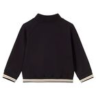 Younger Boys Black Zip Up Top, 1, hi-res